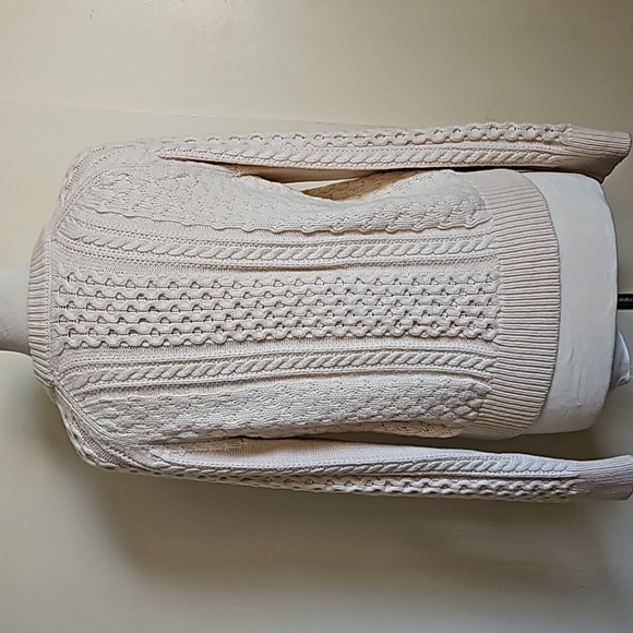 J.Crew Cream Lambswool Blend Sweater Popcorn Cable Knit Size Medium - Picture 5 of 13